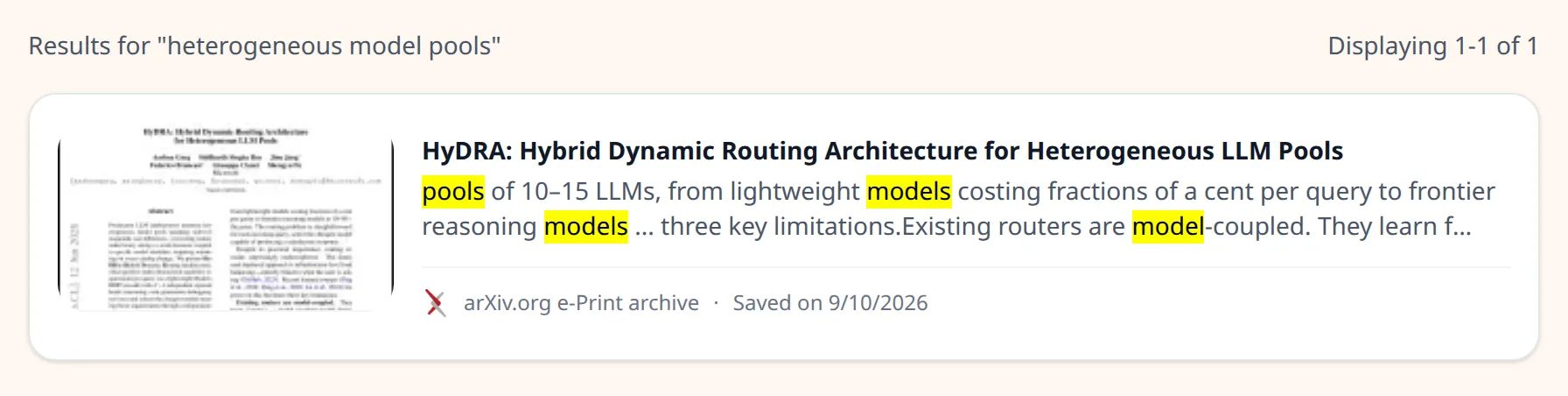 Search results for "heterogeneous model pools" matching text from inside a saved PDF
