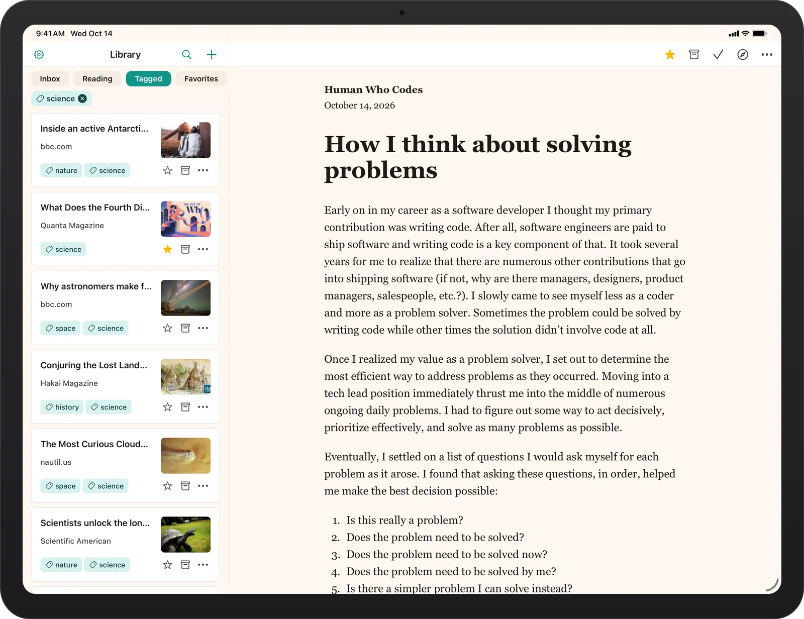 Bredbox iPad library filtered by the science tag