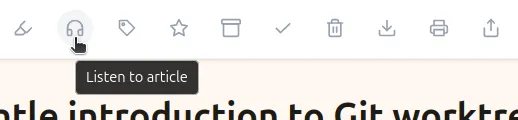 Headphones icon in the article toolbar