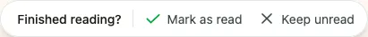 The reading completion bar - mark your article as read or unread